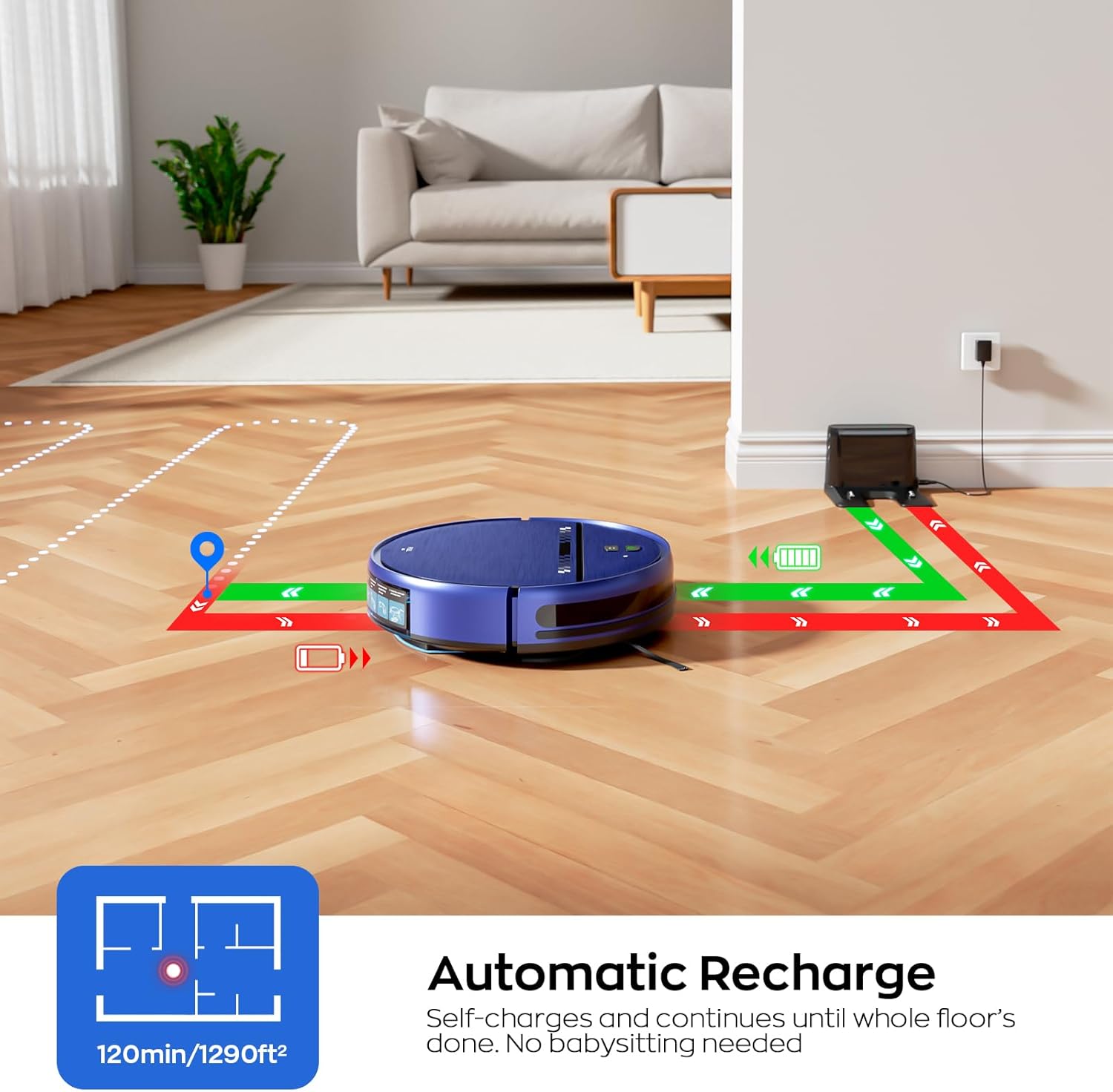 MANVN 2 in 1 Robot Vacuum and Mop Combo, 2.87'' Ultra-Slim Robotic Vacuum Cleaner with 3D Obstacle Avoidance, for Hard Floors and Carpets, Wi-Fi/App/Voice Controlled for Pet Hair, Self-Charging