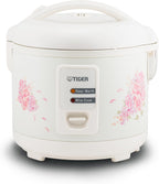 Tiger JAZ-A10U-LF 5.5 Cup Capacity White Rice Cooker with Non-Stick Inner Pot, Retractable Power Cord, and Keep Warm up to 12 hours (Flower)