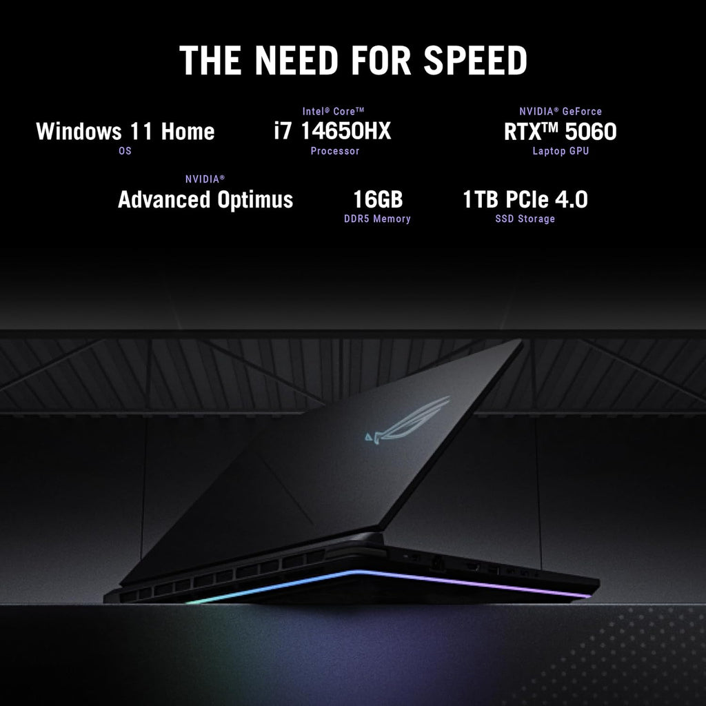 ASUS ROG Strix G16 (2025) Gaming Laptop  16” FHD+ 16:10 165Hz/3ms Display  NVIDIA® GeForce RTX™ 5060 Laptop GPU  Intel® Core™ i7 Processor 14650HX  16GB DDR5  1TB Gen 4 SSD  Wi-Fi 7  Windows 11 Home