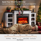 Naice 80" Electric Fireplace with Mantel and Cabinets, Fireplace TV Stand for Living Room Bedroom, Stacked Stone Surround and Remote Control 3D Realistic Flame, White&Brown