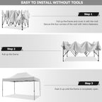 COBIZI 10x15 Pop up Canopy Gazebo 3.0  Easy up Heavy Duty Canopy with 4 Removable Sidewalls  High Stability  All Weather Sunshade 100% Waterproof Outdoor Canopy Tents  White