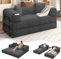 80" Convertible Sofa Bed, 5 in 1 Modular Boneless Couch Sleeper Sofa Bed with Fixed Frame & Removable Backrest Pillow, Washable Corduroy Futon Sofa Bed Couch in a Box for Small Spaces, Dark Grey