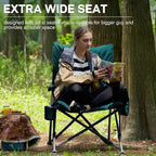 EVER ADVANCED Padded Oversized Folding Camping Chair for Adults, Heavy Duty Lawn Chair with Side Pockets, Portable Collapsible Quad Chair for Outside, Support Up to 500lbs, Green