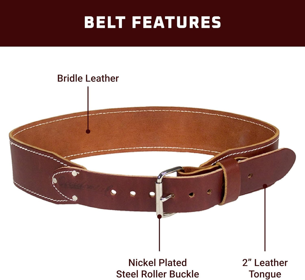 Occidental Leather 3" Ranger Leather Work Belt - Medium, OxyRed - Bridle Leather, Heavy-Duty Steel Roller Buckle, Edge Stitched - Made in USA