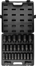 SUNEX TOOLS 4693 3/4-Inch Drive Metric Deep Impact Socket Set, 26-Piece