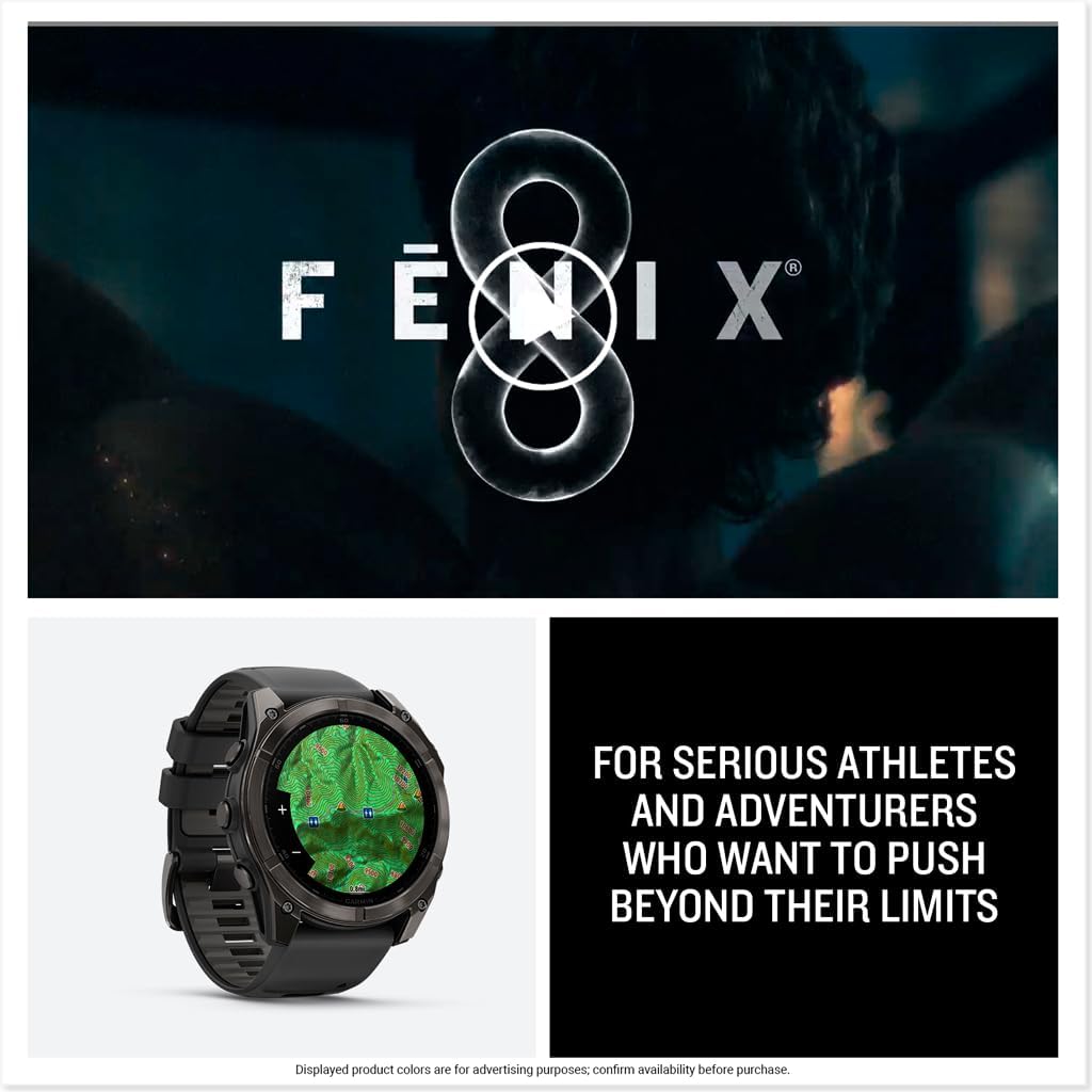 Garmin fēnix® 8 – 51 mm  AMOLED  Sapphire  Premium Multisport GPS Smartwatch  Long-Lasting Battery Life  Dive-Rated  Built-in LED Flashlight  Carbon Gray DLC Titanium with Pebble Gray Band