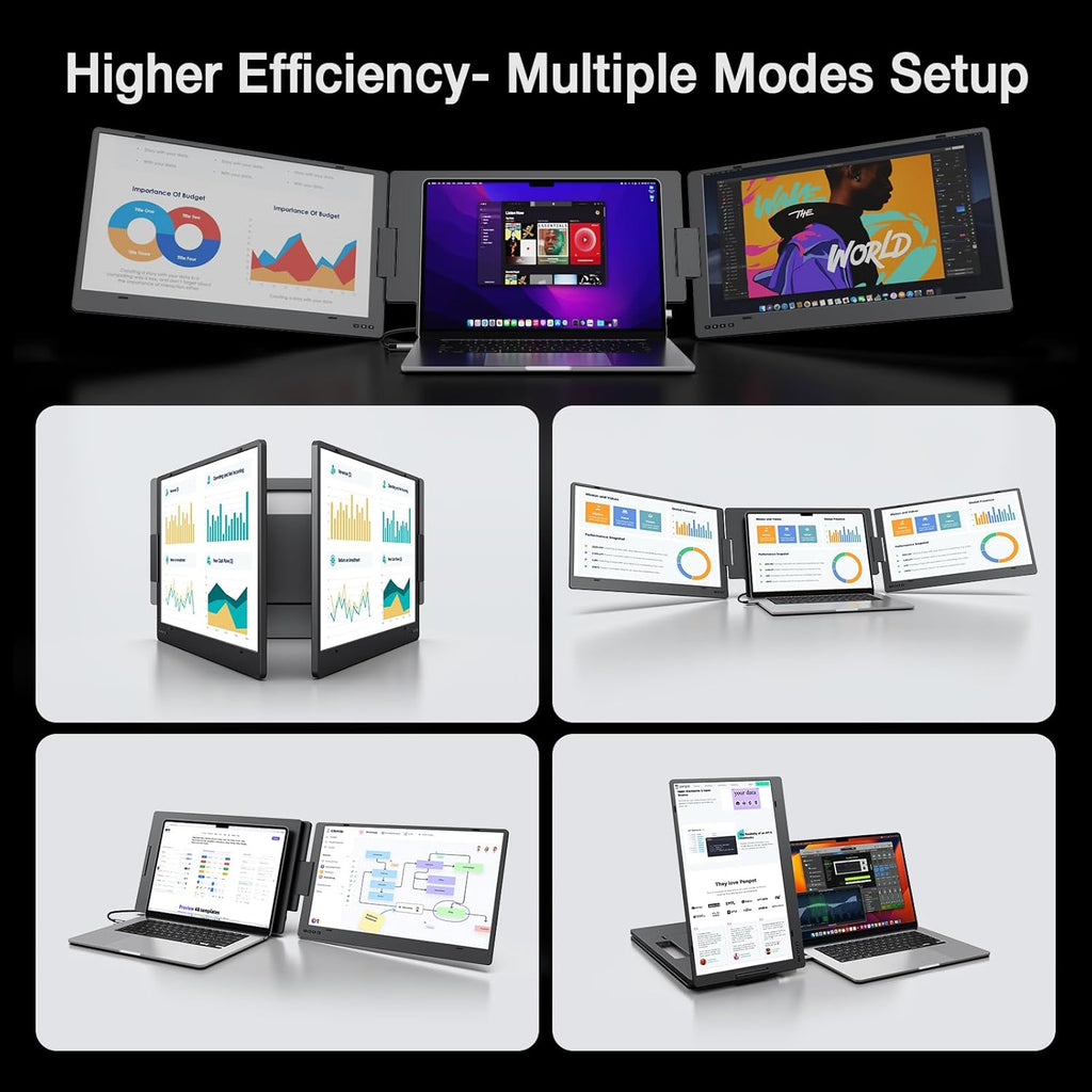 KYY 15.6" Laptop Screen Extender  1080P FHD IPS Portable Monitor  One Cable USB-C Triple Monitor  Dual Travel Screen for 12"-17'' Laptops  360° Rotation & Kickstand .X90D (Driver Need)