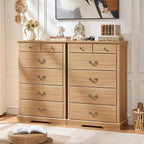 6 Drawer Dresser,Farmhouse Wood Chest of Drawers for Bedroom,47" Tall Dresser with Rustic Handles,Wood Drawer Organizer for Living Room,Hallway,Closet,Natural