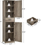 usikey 67'' Tall Storage Cabinet, Narrow Bathroom Floor Storage Cabinet with 4 Shelves & 2 Doors, for Bathroom, Living Room, Rustic Gray UNSNG040M