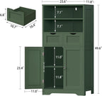 Iwell Bathroom Storage Cabinet with Adjustable Shelf, Storage Cabinet with Doors, Kitchen Pantry Storage Cabinets, Cupboard, for Living Room, Dining Room, Entryway, Green