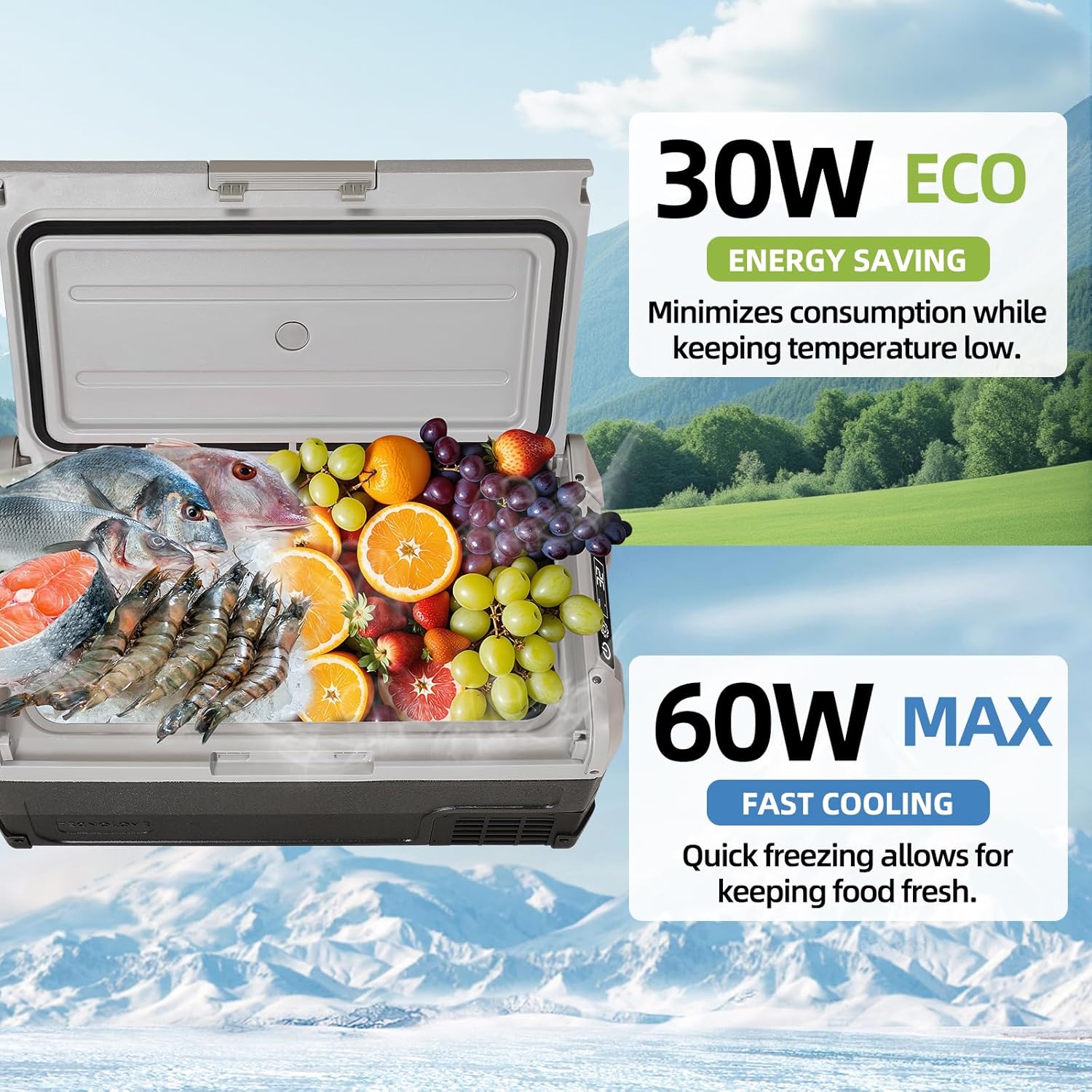 12V Car Refrigerator,21QT Portable Fridge Freezer with Blow Expansion Evaporator,-4℉~68℉ 12/24V DC & 120-240V AC Freezer Cooler for Truck RV SUV Camping Travel,Reversible Door