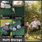 Colegence Oversized Folding Camping Chairs - 450 LBS Support Heavy Duty Camp Chair with Padded Cushion, Portable Outside Chairs with Carry Bag，Cooler, Cup Holder for Outdoor, Lawn, Sports - Green