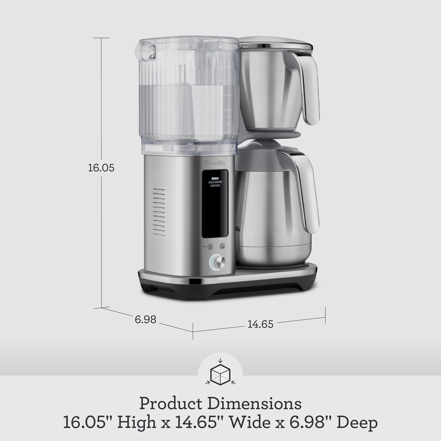 Breville Luxe Drip Coffee Machine, Brushed Stainless Steel, Thermal Carafe, BDC465BSS