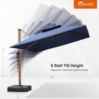 PURPLE LEAF Umbrella 9' X 12' Double Top Deluxe Rectangle Patio Umbrellas Offset Hanging Umbrellas Cantilever Umbrella  Spectrum Indigo