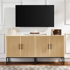 Best Choice Products Slatted Sideboard Buffet Cabinet, Entryway Table, Accent Storage Cabinet, Console Table for Hallway, Living Room, Dining Room – Dark Brown