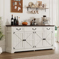 Sunny Heart 65" Large Buffet Storage Cabinet, Farmhouse Kitchen Sideboard Buffet with 3 Drawers and 4 Doors, Coffee Bar Wine Bar Cabinet with Storage for Living Room, White