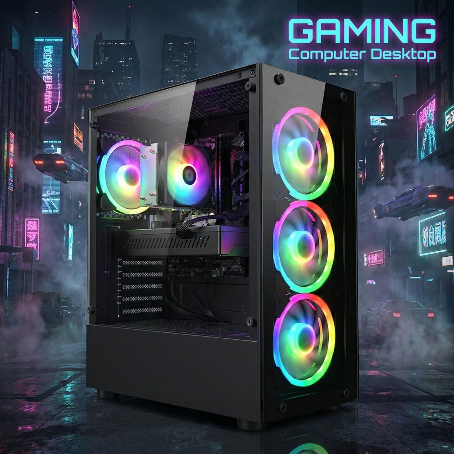 STGAubron Gaming PC Desktop Computer  Intel Core i7-6700 up to 4.0G  GeForce RTX 2060S 8G  32GB DDR4  1TB SSD  WiFi 6  BT 5.0  RGB Fan x4  Windows 11 Home