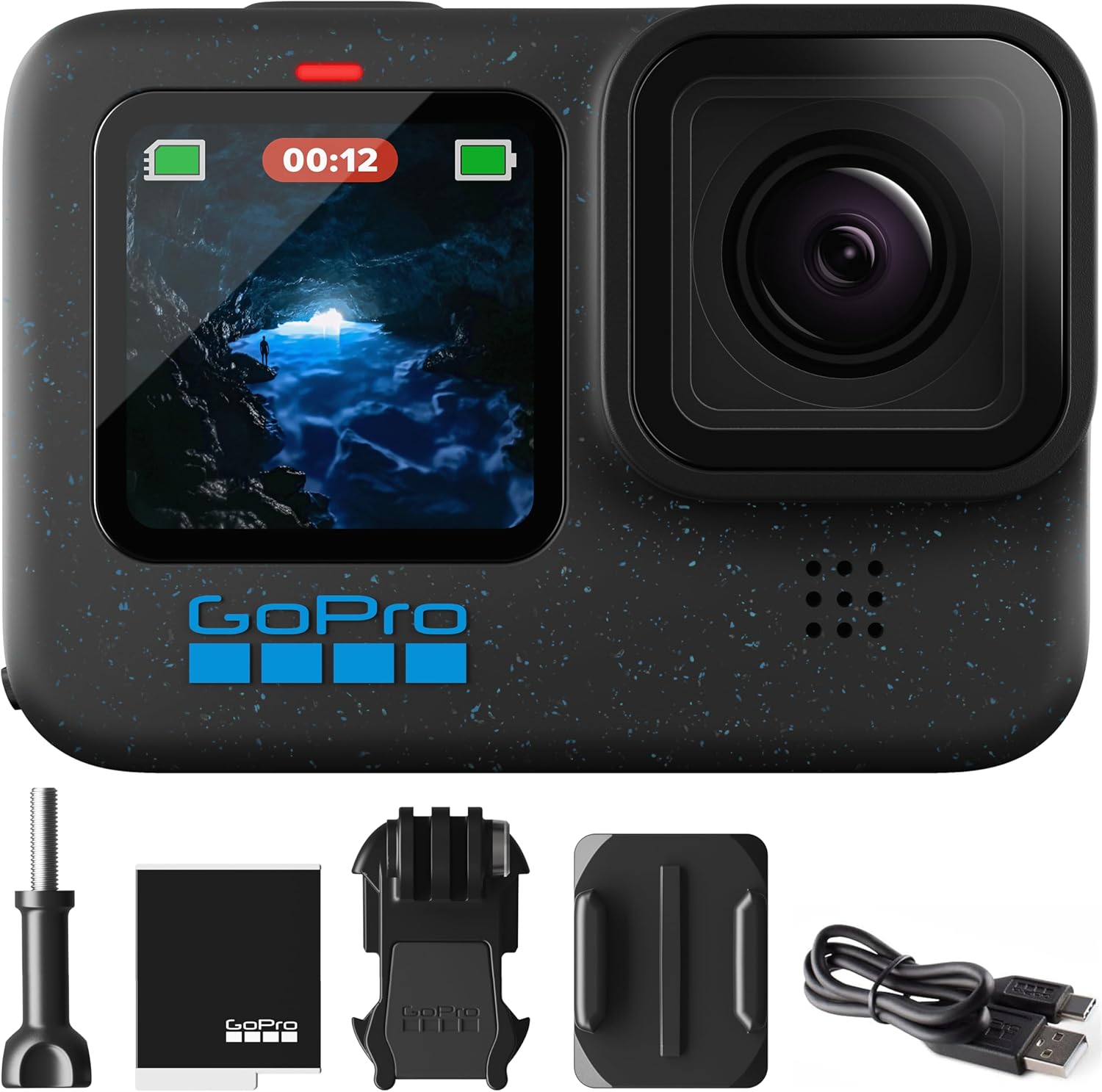 GoPro Hero12 Black E-Commerce Package - Waterproof Action Camera with 5.3K60 Ultra HD Video  27MP Photos  HDR  1/1.9" Image Sensor  Live Streaming  Webcam  Stabilization