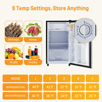 Mini Fridge with Freezer, 3.2 Cu.Ft Mini Refrigerators, Small Beverage Fridge with Adjustable Thermostat, for Bedroom, Office, Dorm, Single Door, Quiet & Energy Saving, Silver
