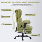 Efomao Big and Tall Office Chair with Footrest – High Back Computer Chair with Adjustable Armrests .Executive Office Chair with Wide Seat, Modern Desk Chair for Home Office, Gaming, or Study, Green