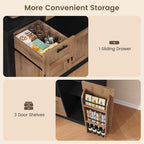 Itaar 71" Pantry Cabinet with Charging Station and LED Light, Kitchen Pantry Cabinet with Microwave Stand, 47.2" Wide Kitchen Storage Cabinets with Storage Cart 3 Tier for Dining Room (Brown)