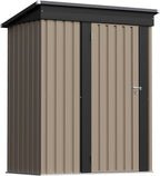 Patiowell 5x3 FT Outdoor Storage Shed, Tool Shed with Sloping Roof and Lockable Door, Metal Shed for Backyard Garden Patio Lawn, Brown