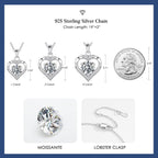 MOOSEA Mothers Day Gifts - 925 Sterling Silver Heart Moissanite Pendant Necklace, 1-3 Carat Lab Created Moissanite, Anniversary Birthday Gifts for Women Mom Wife Girlfriend Grandma Jewelry Gift