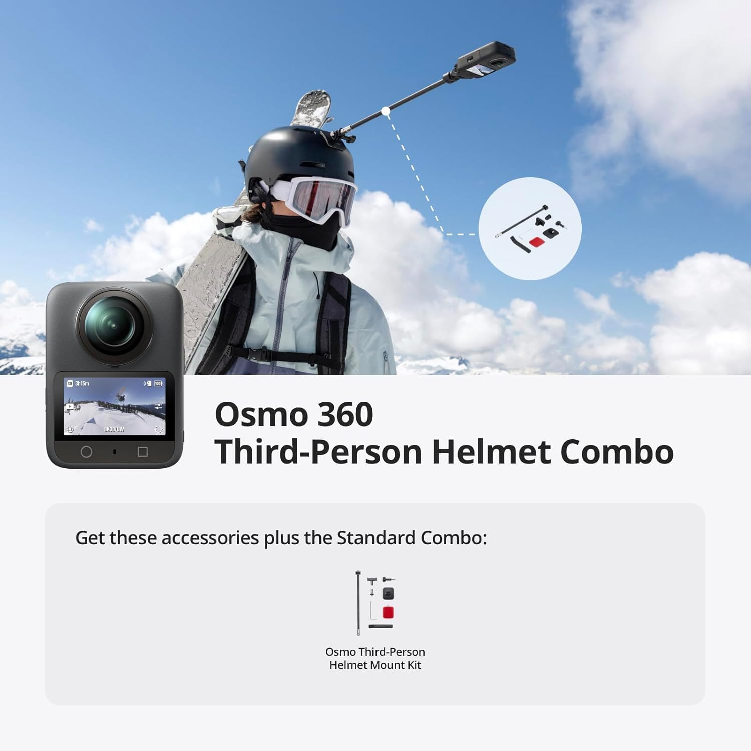 DJI Osmo 360 Third-Person Helmet Combo  360 Camera with 1-Inch 360° Imaging  Native 8K 360° Video  4K/120fps & 170° Boost Video  Third-Person POV Helmet Mount Kit  Action Camera for Extreme Sports