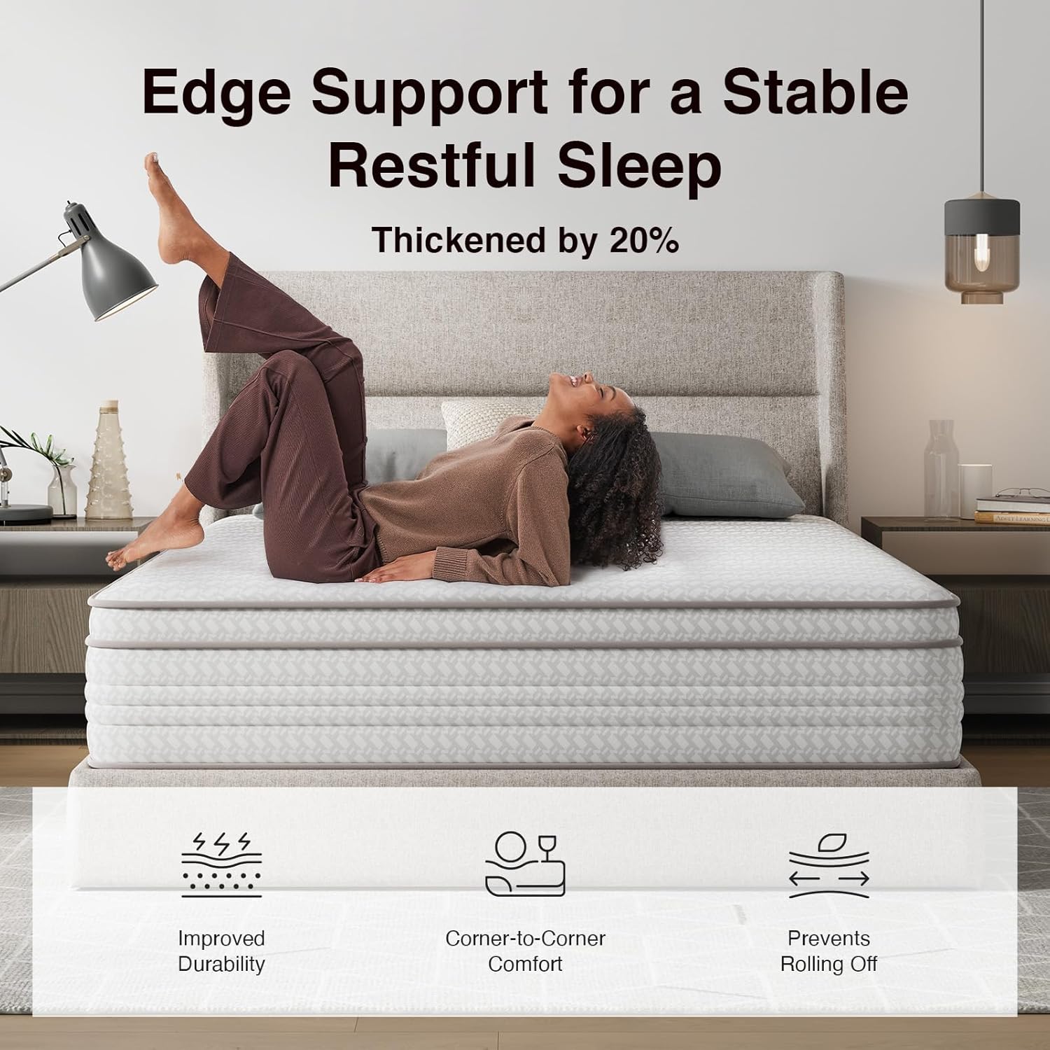 Novilla King Size Mattress, 12 Inch King Mattresses in a Box with Smarts™ Pocket Coil for Pressure Relief, Medium Plush Foam and Spring Hybrid Colchones with CertiPUR-US Certified