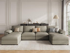 EASE MOOSE Oversized U Shaped Couch,Modular Sectional Convertible Sofa with Wide Deep,Extra Large Faux Leather Scratch Resistant Modern Couch for Big Spaces,Light Grey