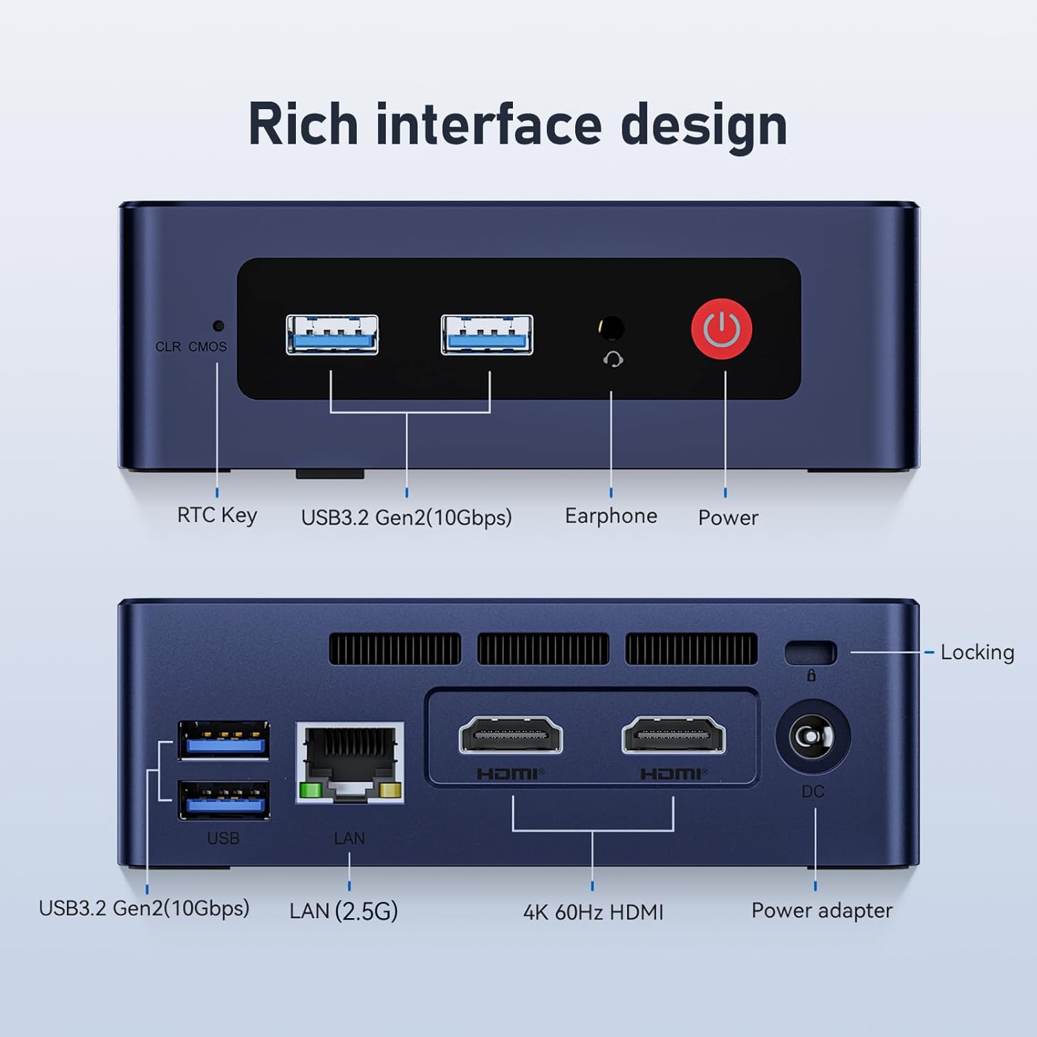 Beelink EQ Mini PC Mini S12 N95 Intel Alder Lake-N95 (up to 3.4GHz) 16GB DDR4 500GB M.2 SSD Mini Desktop Computer  Support 4K@60Hz Dual HDMI Display  2.5G LAN/USB3.2/Low-Power Home/Office Micro PC