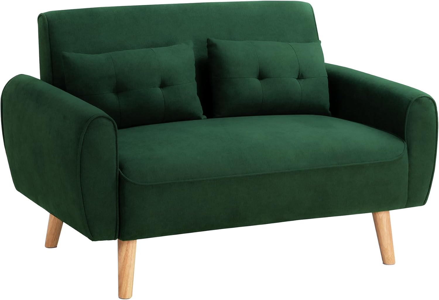 Shintenchi Small Modern Loveseat Couch Sofa, Mid Century Fabric Upholstered 2-Seat Sofa Couch Love Seats Furniture for Small Space,Living Room,Studio,Apartment with 2 Pillows,Green