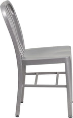 Flash Furniture Commercial Grade Silver Metal Indoor-Outdoor Chair