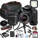 Canon EOS 2000D / Rebel T7 DSLR Camera w/EF-S 18-55mm F/3.5-5.6 Zoom Lens + 64GB Memory  LED Video Light  Case  Gripster Tripod  and More (Essential Bundle) (Renewed)