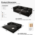 78.8" Modular Sofa Bed - 4-in-1 Convertible Design with Corduroy Fabric and High Density Sponge, Removable Cover and Fixed Frame