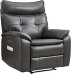 CANMOV Genuine Leather Recliner Chair,Power Recliner Chair for Adults,Electric Single Reclining Sofa with Overstuffed Armrest and Backrest for Living Room,Dark Grey