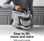Hamilton Beach Electric Stand Mixer, 4 Quarts, Dough Hook, Flat Beater Attachments, Splash Guard, 7 Speeds with Whisk, Easy-Carry Top Handle, Silver