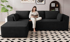 106" Cloud Sectional Boneless Couches for Living Room, Modular L Shaped Couch with Deep Seat Oversized Left Facing Chaise, Memory Foam Compressed Spineless 3 Seater Sofa for Bedroom Apartment, Black