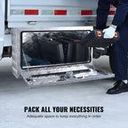 VEVOR Underbody Truck Box, 30"×14"×16" Pickup Storage Box, Heavy Duty Aluminum Diamond Plate Tool Box with Lock and Keys, Waterproof Trailer Storage Box with T-Handle Latch for Truck, Van, Trailer