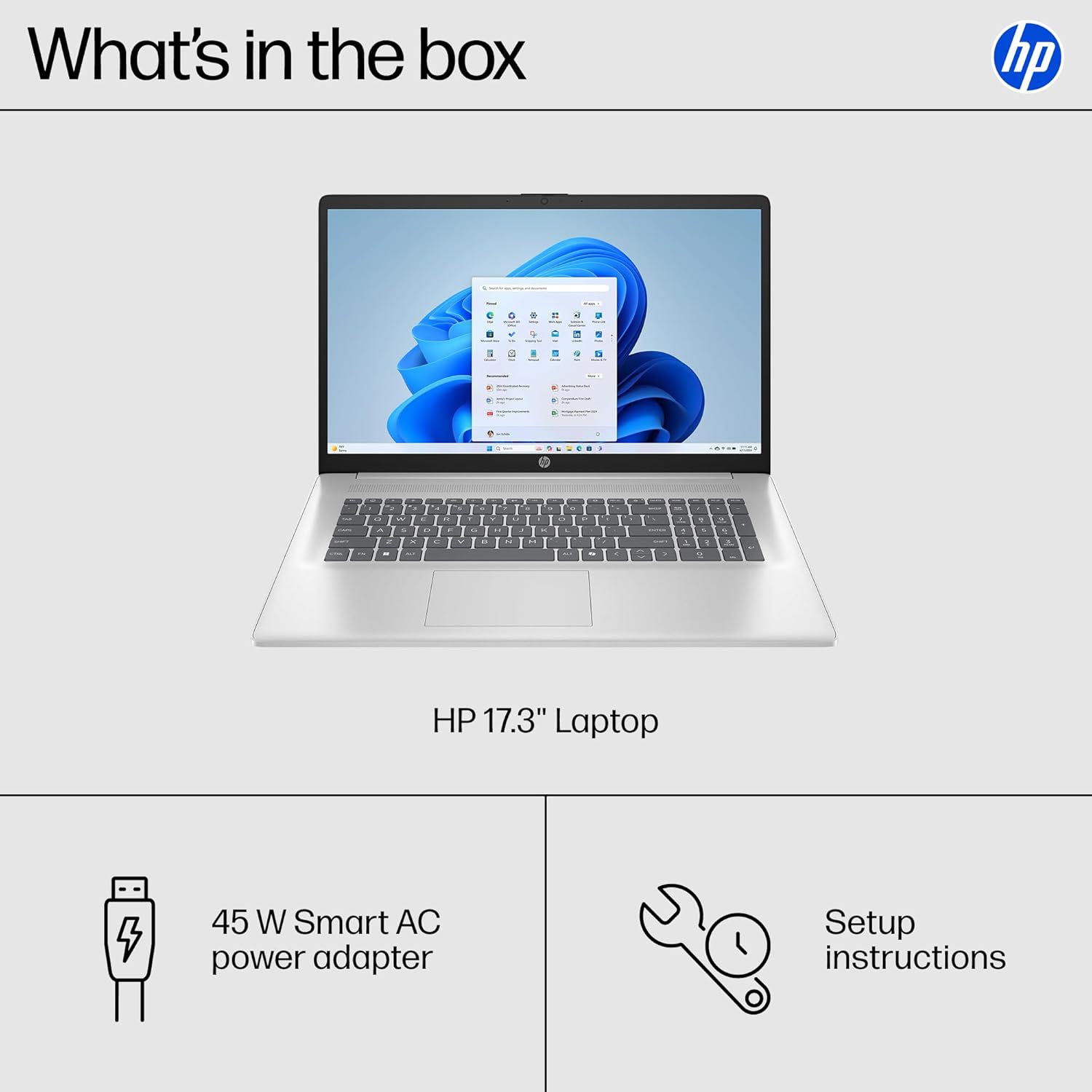 HP 17.3 inch Laptop  FHD Display  Intel Core i5-1334U  16 GB RAM  512 GB SSD  Intel Iris Xe Graphics  Windows 11 Home  Natural Silver  17-cn3399nr