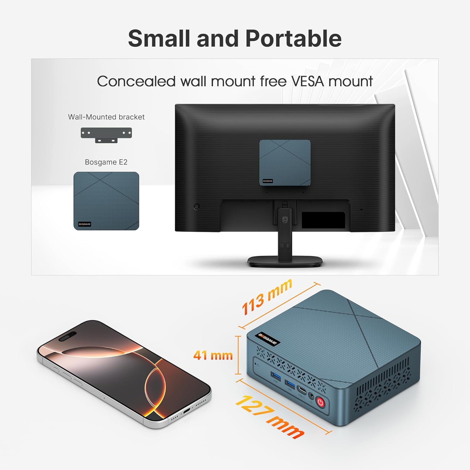 BOSGAME E2 Mini PC Ryzen 5 3550H(Max 3.7GHz) DDR4 Mini Computers  16GB RAM 512GB NVMe SSD  Dual HDMI  4 USB Ports  1 RJ45 Ethernet Ports  Wi-Fi 5  BT5.0