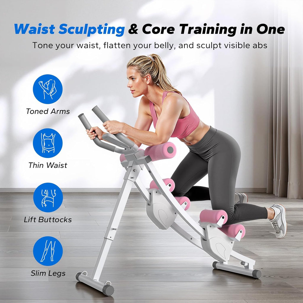 MERACH Ab Machine, Adjustable Ab Trainer Machine, AB Workout Equipment for Home Gym, Independent Dual Tracks for Mountain Climber, Foldable for Home Exercise, Load Capacity 440 LBS