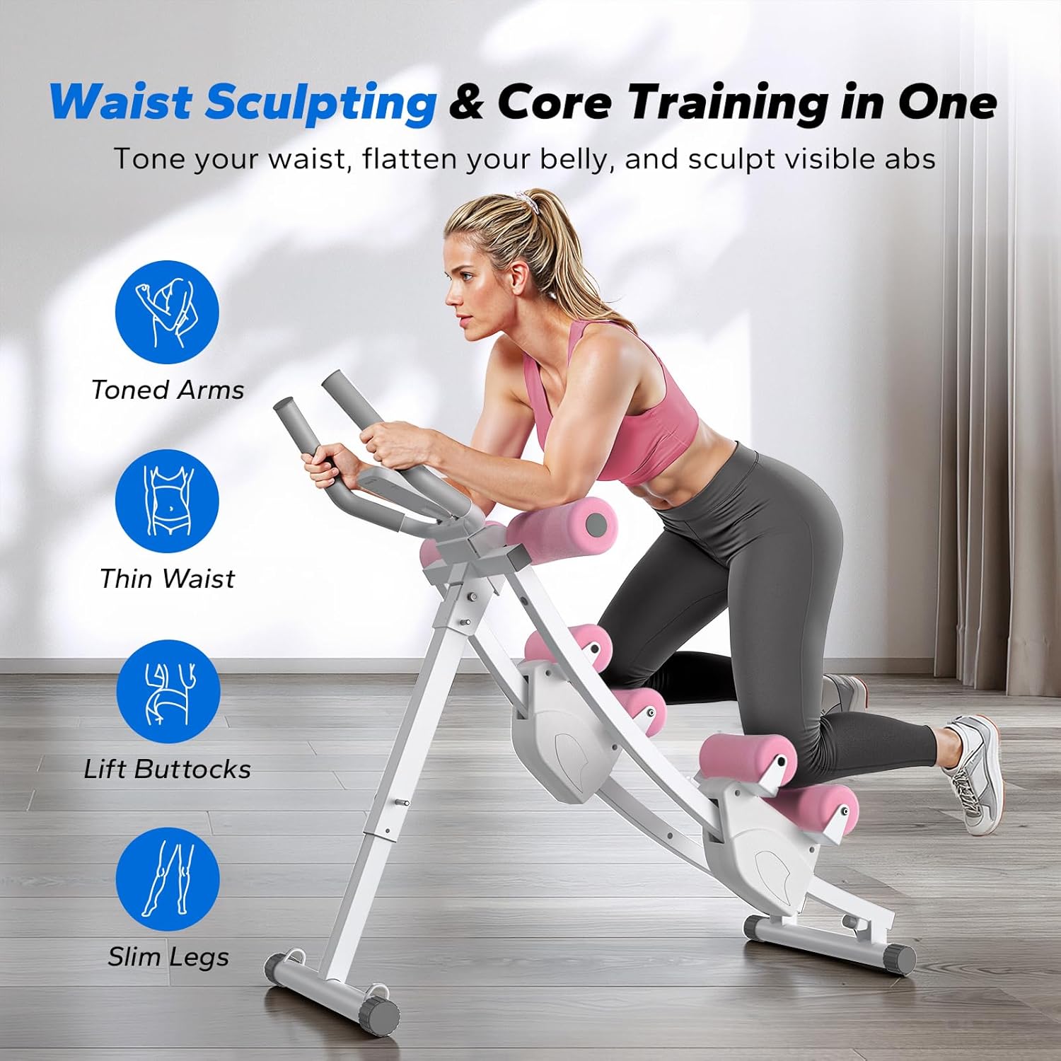 MERACH Ab Machine, Adjustable Ab Trainer Machine, AB Workout Equipment for Home Gym, Independent Dual Tracks for Mountain Climber, Foldable for Home Exercise, Load Capacity 440 LBS
