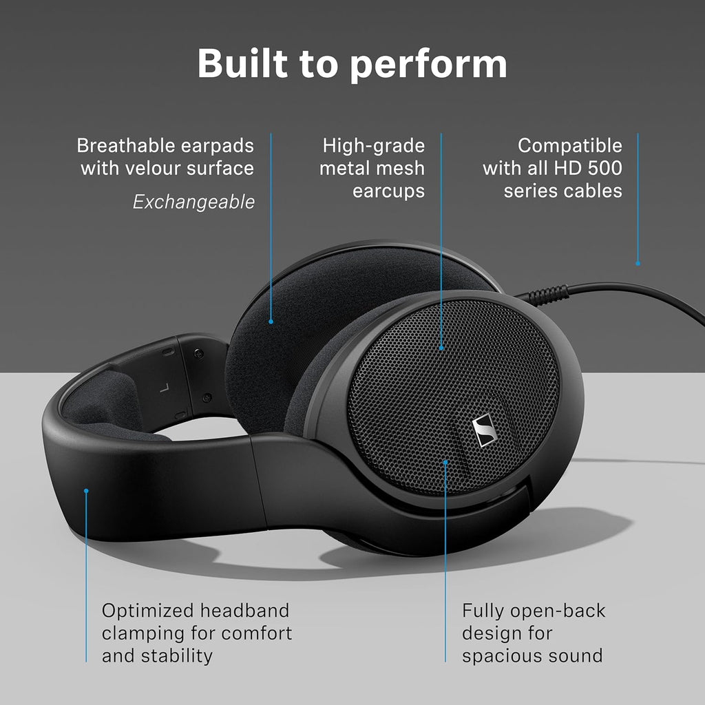 Sennheiser HD 560S Open-Back Over-Ear Wired Headphones – Neutral  Natural Sound for Music  Gaming  and Content Creation  Black
