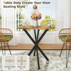 Unovivy 31.5" Small Round Dining Table for 2-4, Space Saving Circle Kitchen Dinner Table, Industrial Mid Century Modern Dining Room Desk for Kitchen, Apartment, Light Brown