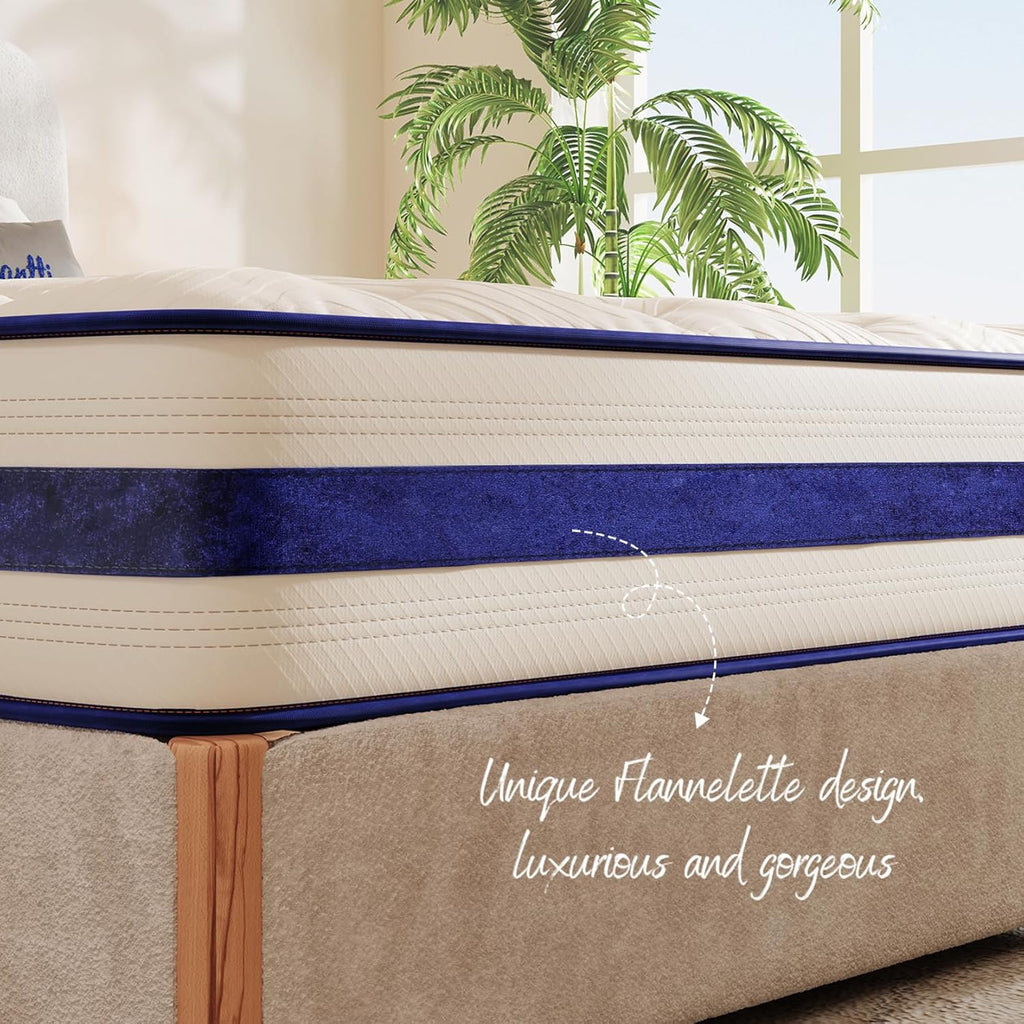 Vesgantti Queen Mattress,12 Inch Hybrid Innerspring Mattress in a Box with Memory Foam,Back Support & Pressure Relief,Medium Firm Feel for Adults (Queen Size)