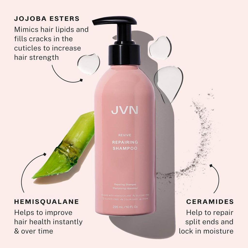 JVN Revive Repairing Shampoo and Conditioner Set, 20 Fl Oz, Strengthen & Repair Damaged, Color Treated, or Fragile Hair, Hair Care for Women and Men, Silicone and Sulfate Free Shampoo and Conditioner
