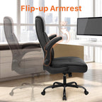 NEO CHAIR Office Desk Gaming Computer Home Chair Ergonomic Executive High Back Support Flip-up Arms Adjustable Height Swivel Rolling Wheels Comfy PU Leather (Black)
