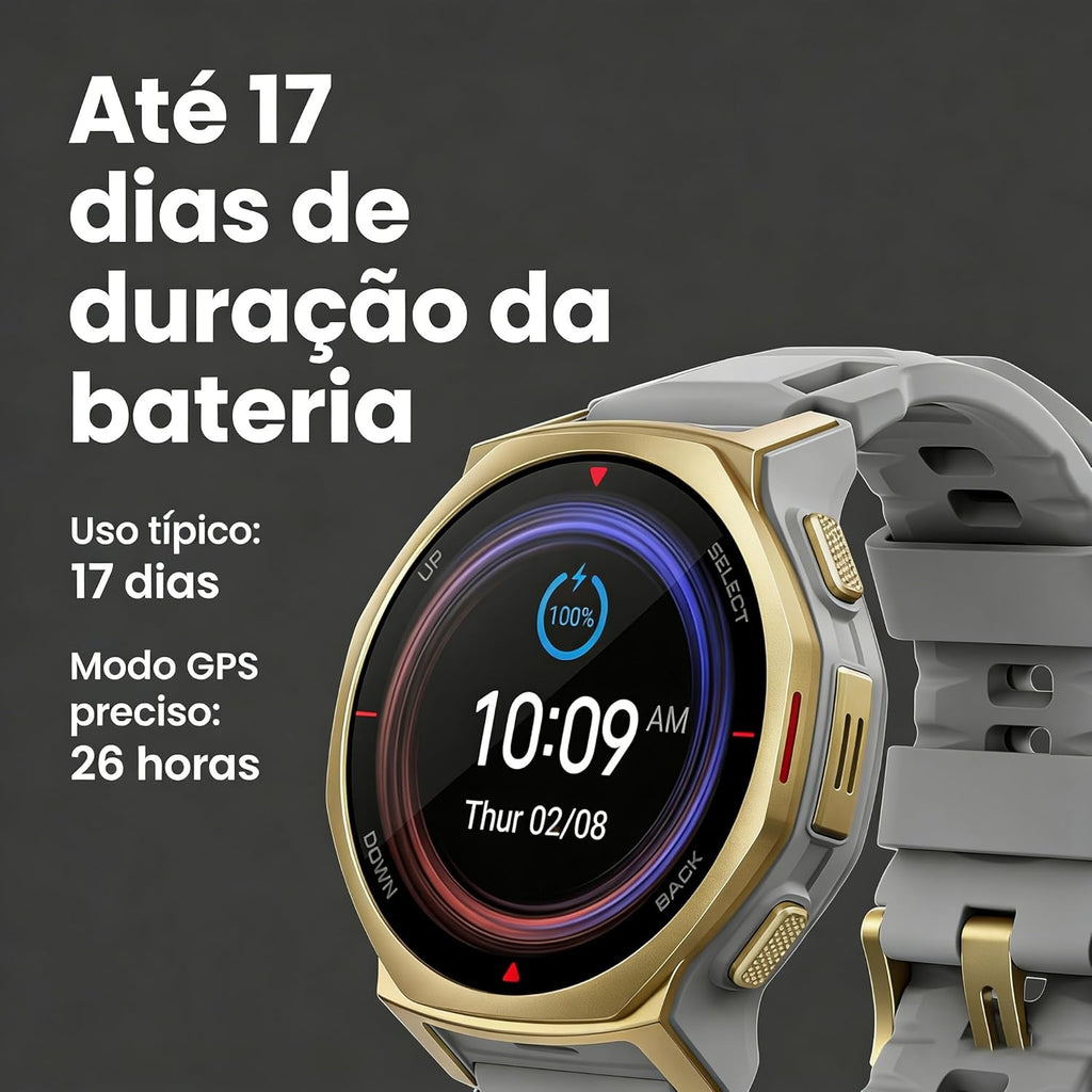 Amazfit T-Rex 3 Pro Outdoor Smart Watch 44mm Sapphire AMOLED Display with Flashlight  Ti Bezel  Dual Band GPS  Offline Maps  17 Days Battery  10 ATM  180+ Sports Mode for Android & iPhone  Black