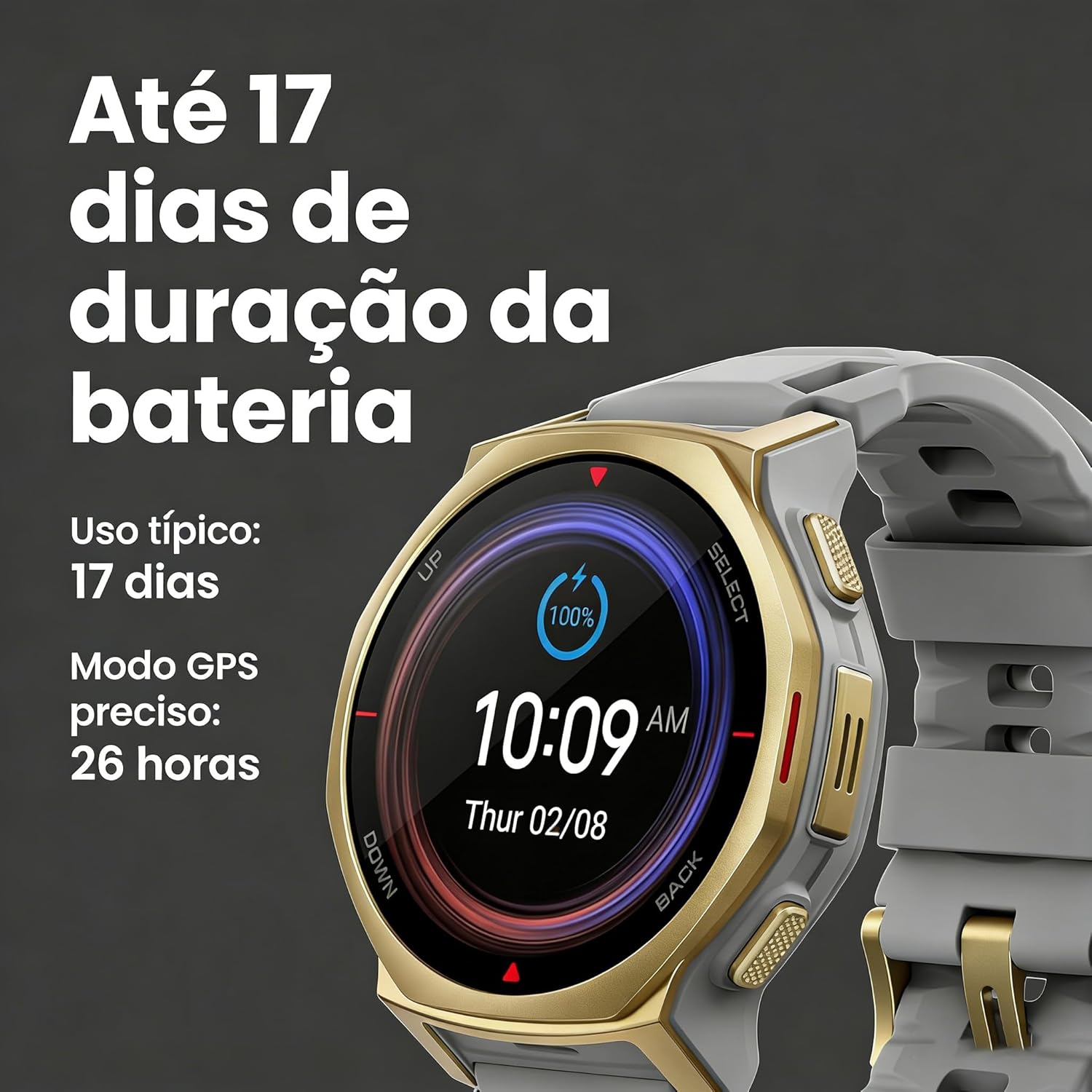 Amazfit T-Rex 3 Pro Outdoor Smart Watch 44mm Sapphire AMOLED Display with Flashlight  Ti Bezel  Dual Band GPS  Offline Maps  17 Days Battery  10 ATM  180+ Sports Mode for Android & iPhone  Black
